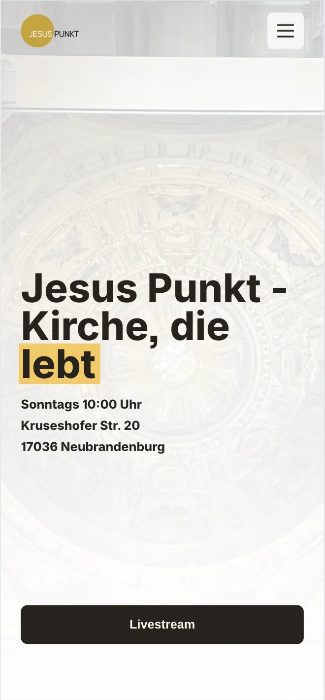 Jesus Punkt Startseite am Smartphone