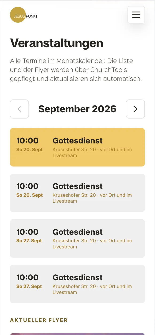 Veranstaltungskalender am Smartphone