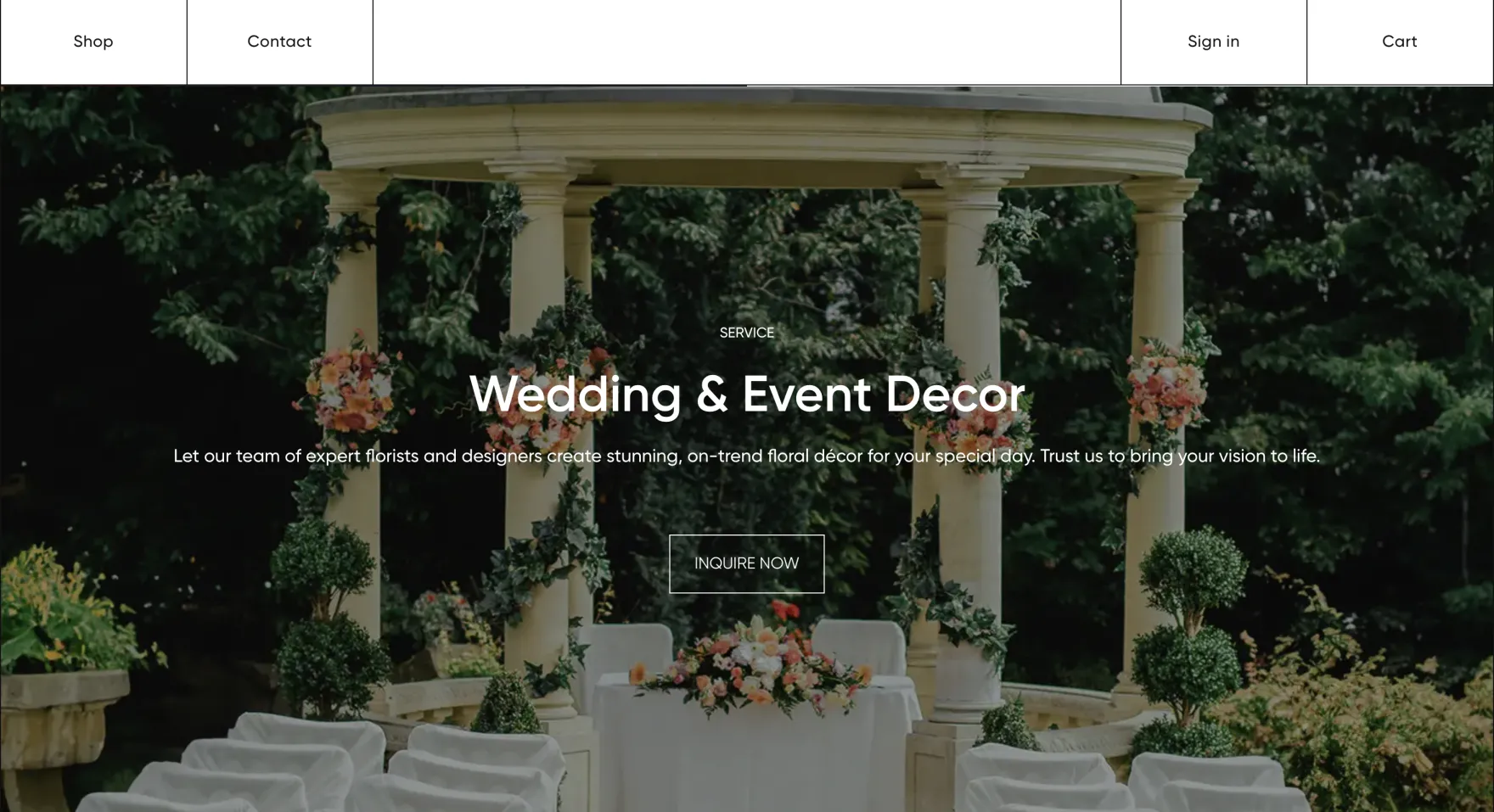 Luxe Bouquets shop collection on desktop