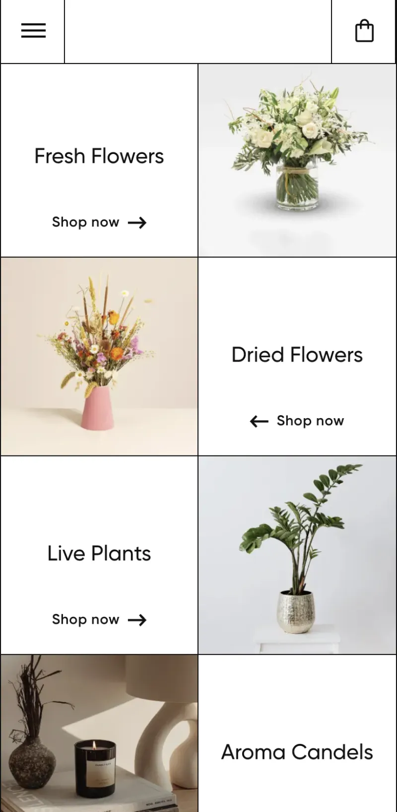 Luxe Bouquets collection on a phone