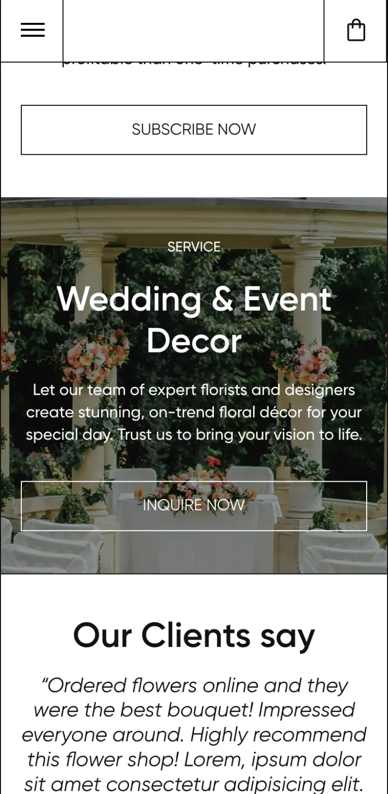 Luxe Bouquets product page on a phone